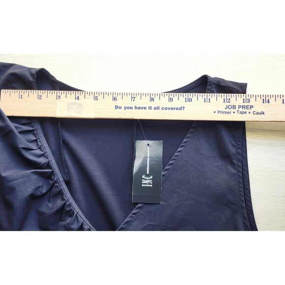 TOP/BLOUSE-INC-INTERNATIONAL CONCEPTS-Black-Sleeveless-Ruffle-Size LARGE - Picture 9 of 14